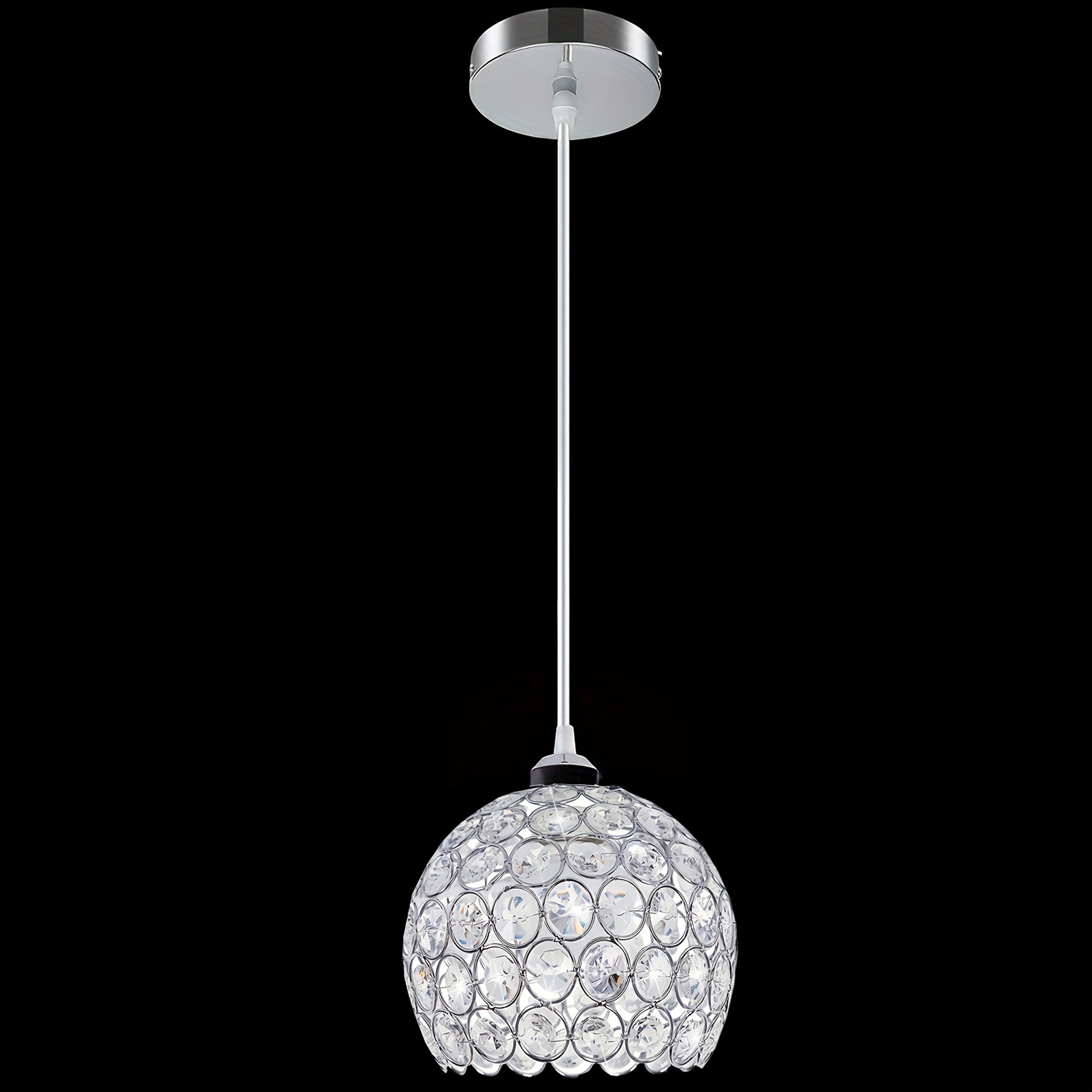 Lámpara de techo moderna de cristal para isla de cocina, acabado cromado, montaje semienterrado, luz de colgante de metal desmontable con hardware de instalación, no incluye bombilla, base E27, fácil de instalar, para comedor, dormitorio y sala de estar,