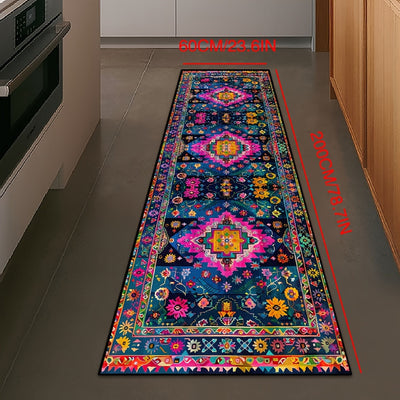 1 pieza de alfombra larga de bienvenida para hoteles de estilo bohemio - Alfombra de pasillo de cafetería impresa sin pelusa, suave y cómoda, para tiendas de compras, alfombra de corredor de tiendas de compras, alfombra decorativa de fiesta dorada con di