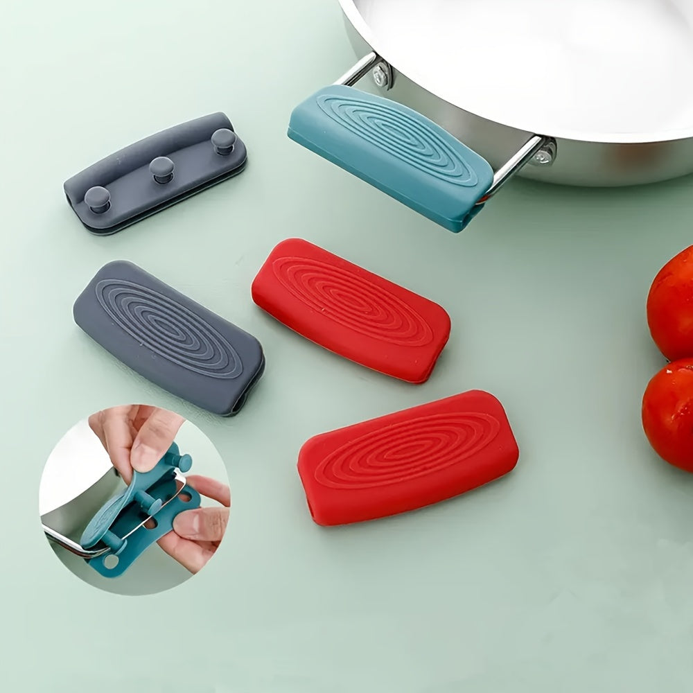 Fundas para Mangos de Silicona, Antiescaldaduras y Antideslizantes, Accesorios de Cocina Resistentes al Calor - Multicolor, 1 Par, Cubiertas para Mangos de Ollas