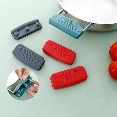Fundas para Mangos de Silicona, Antiescaldaduras y Antideslizantes, Accesorios de Cocina Resistentes al Calor - Multicolor, 1 Par, Cubiertas para Mangos de Ollas