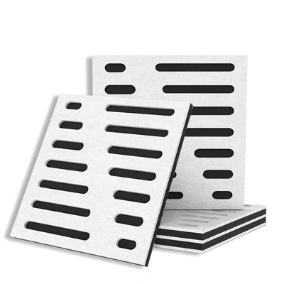 Conjunto de 4 piezas de tablero acústico estereoscópico decorativo autoadhesivo, fácil de instalar, alta densidad para absorción de sonido en estudio y hogar con diseño tridimensional de reducción de ruido