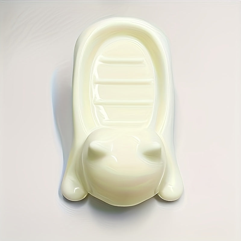 Porta jabón con diseño de gato adorable, color blanco brillante y rosa, plástico resistente, organizador rectangular con drenaje, ideal para baño, incluye espacio para esponja