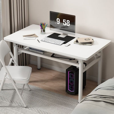 [Relajación en casa] Mesa plegable compacta - Montaje fácil, no se requieren herramientas, diseño rectangular para comer, escribir y estudiar - Metal duradero con acabado blanco, mesa de estudio|Diseño plegable|Marco de metal Tabl