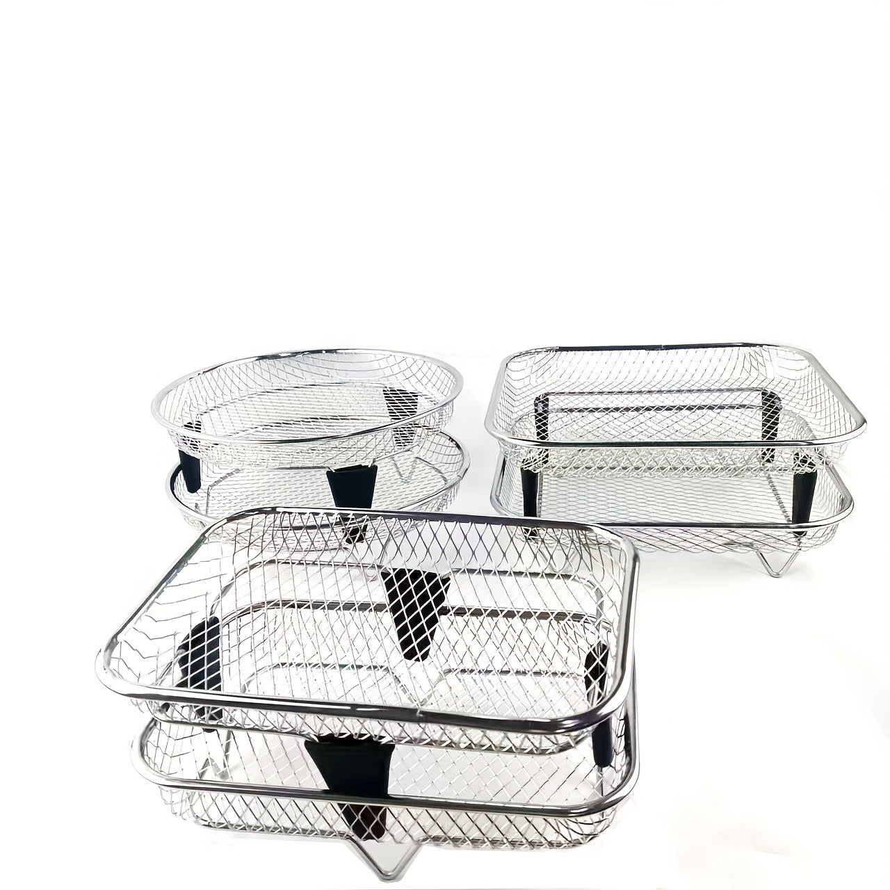 Juego de 6 piezas de accesorios para freidor de aire de acero inoxidable: estantes pila, almohadillas elevadoras - Ideal para hornos, cocinas de presión y la mayoría de los accesorios para freidor de aire, herramientas de cocina para hornear, formas vari