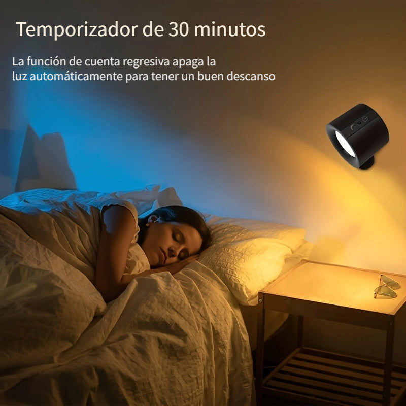 GVTCO 2 luces de pared LED de doble cara, esfera magnética giratoria 360°, luz de lectura con carga USB táctil por control remoto, 3 niveles de luz ajustable y cambio de color, multifuncional, para sala, dormitorio, pasillo, iluminación inalámbrica