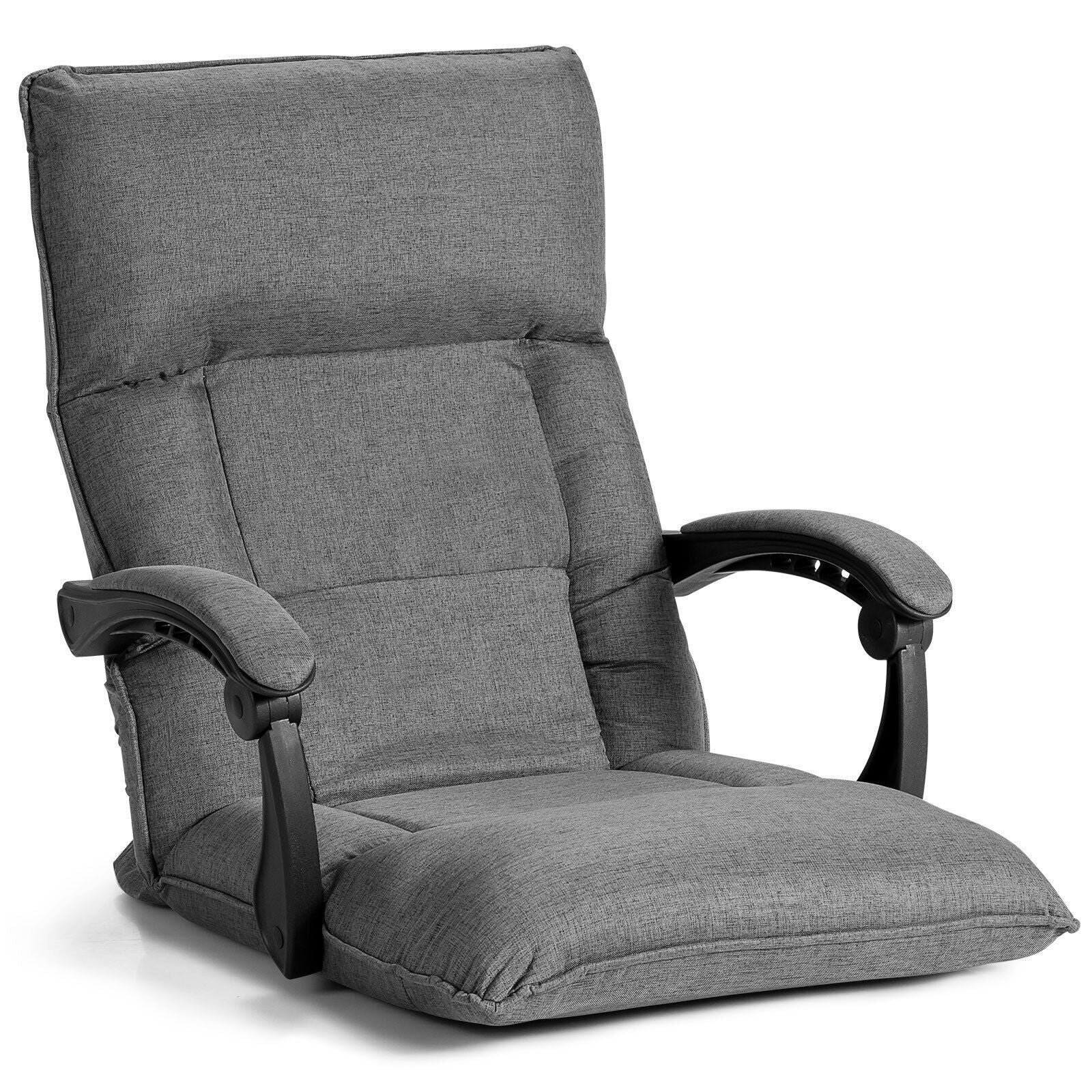 Silla de juego ergonómica gris de 1 pieza con soporte lumbar ajustable - Diseño que ahorra espacio, acolchado de poliéster cómodo, ideal para juegos en PC y oficina en casa, silla de oficina moderna|Silla de oficina con mecanismo de asiento ajustable