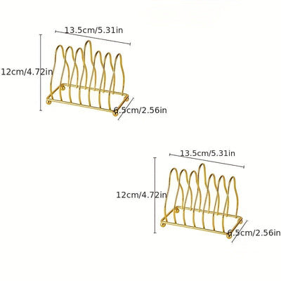 1pc Estante Multifuncional Geométrico para Cocina, Comedor, Plato, Plato, Horno, Toaster, Estante de Toallas de Papel de Hotel de Alta Gama, Estante de Toallas de Papel de Alta Calidad, Electrochapado en Oro, Suministros Universales para el Hogar