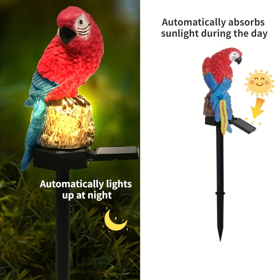 2 piezas de luces de jardín de pavo real de resina alimentadas por energía solar - Luces decorativas LED para exteriores con sensor de movimiento, montaje semienterrado para césped y patio, diseño vibrante de pavo real rojo y azul, decoraciones solares p
