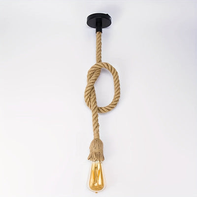 Candilejas colgantes de cuerda de cáñamo tejida a mano para comedor, bar, cocina, pasillo, escalera y sala de estar (base de bombilla E27, bombilla no incluida)