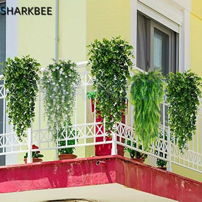 SHARKBIE 6 piezas de Planta Verde Artificial para Exterior Simulación de Helecho Persa, Hiedra y Boj, Adecuado para Jardines Exteriores, Bodas, Festivales, Pasillos, Decoración de Paredes y Puertas Principales, Decoración Colgante Interior y Exterior