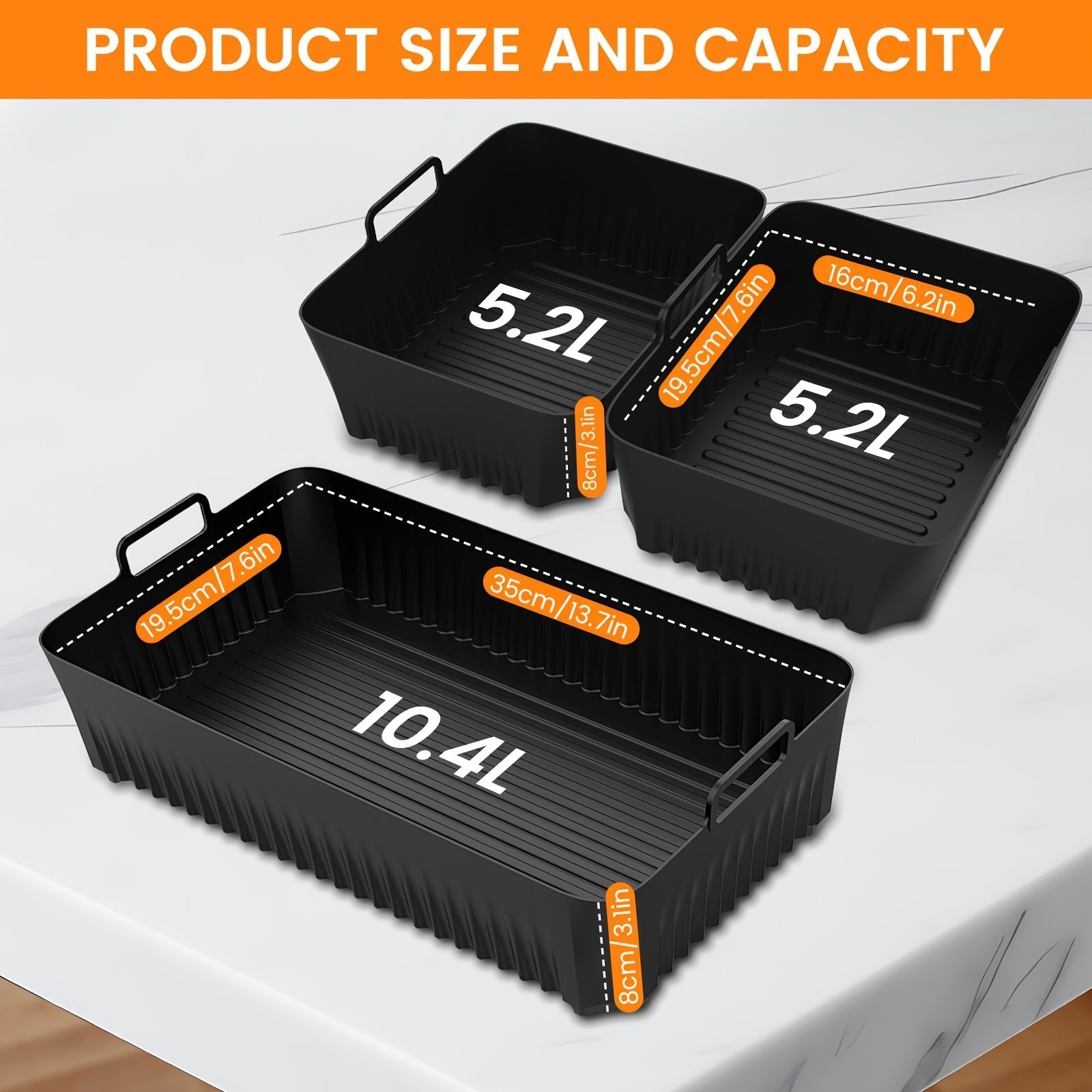 3 piezas de bandeja para hornear de silicona para freidora de aire, reutilizable, compatible con Ninja AF500, accesorios para freidoras de cocina y restaurante, material antiadherente.