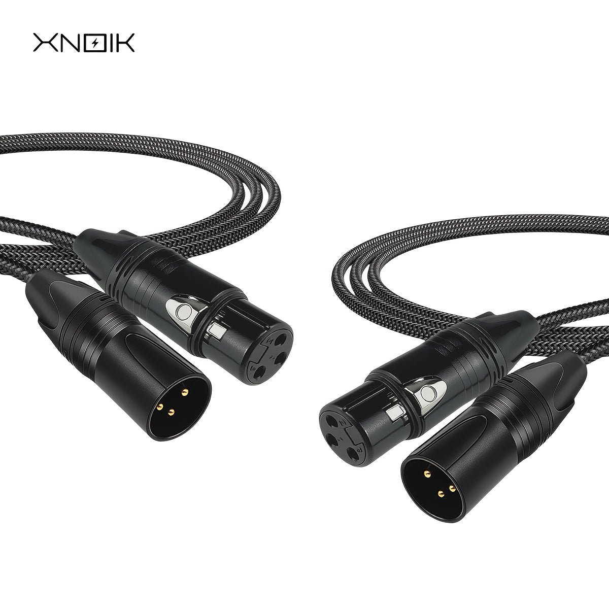 2 unidades de cables de micrófono XLR a XLR de alta calidad, masculino a femenino, con cobre libre de oxígeno (OFC) y trenzado de nailon, negro, 1,5 metros, para micrófono, escenario, estudio, estudio en casa.
