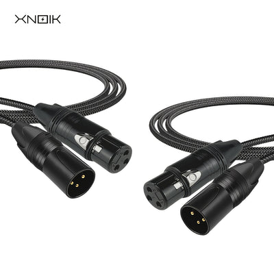 2 unidades de cables de micrófono XLR a XLR de alta calidad, masculino a femenino, con cobre libre de oxígeno (OFC) y trenzado de nailon, negro, 1,5 metros, para micrófono, escenario, estudio, estudio en casa.