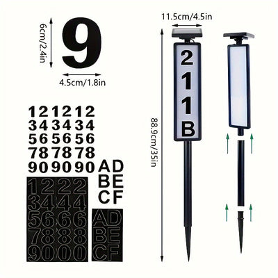Señal de Luz Solar para Puerta en 1 pieza, Señal de Luz Solar Antigoteo con Poste, Modo Doble, para Casas y Villas, Indicador de Luz LED Solar de 88.9 cm de Altura