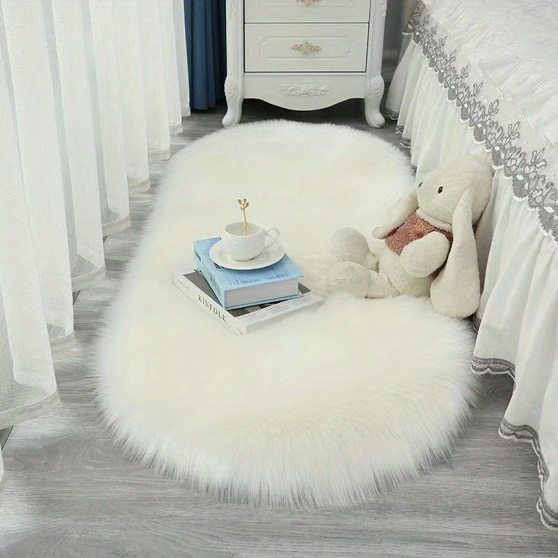 Alfombra de peluche lujosa y suave, 80% acrílico y 20% poliéster, lavable a máquina, liviana y de color sólido para dormitorio, sala o balcón - Uso en interiores