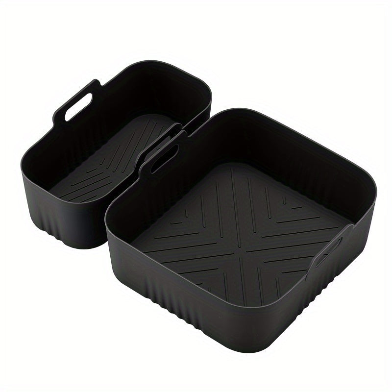 Juego de 2 bandejas de silicona para freidoras de aire, reutilizables y antiadherentes, fáciles de limpiar en freidoras, hornos y microondas, accesorios para alitas de pollo, papas fritas y snacks