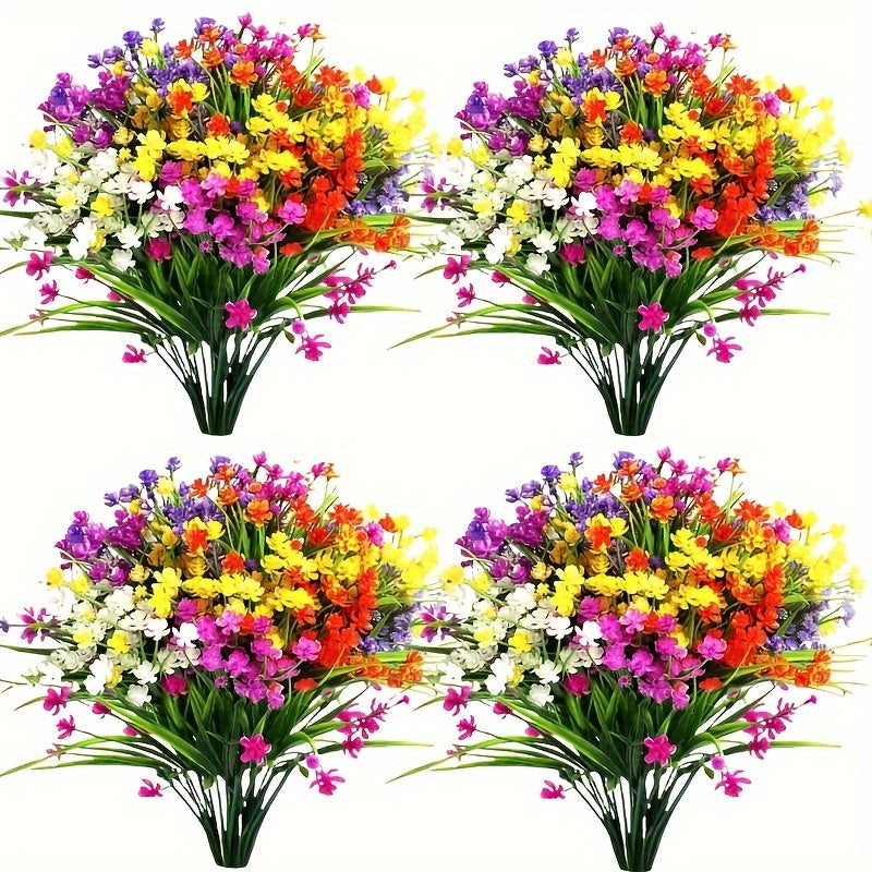 329 Flores Artificiales de Hierba Primaveral Resistentes al UV - Hortensias Plásticas Multicolores para Jardín, Alféizar y Decoración del Hogar - Uso Interior/Exterior, Ideales para Bodas, Compromisos, Pascua, Día de la Madre, San Patricio y Otras Celebr