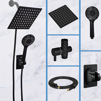 5piezas/ Set, Ducha Externa para Caravana, Alta Presión de Agua Cabeza de Ducha Cuadrada - 3 Modos de Ducha Manual, Material de Acero Inoxidable, Equipado con Manguera Super Larga de 59 Pulgadas, Derivador de 3 Vías, Soporte de Cabeza de Ducha, Kit de Ca