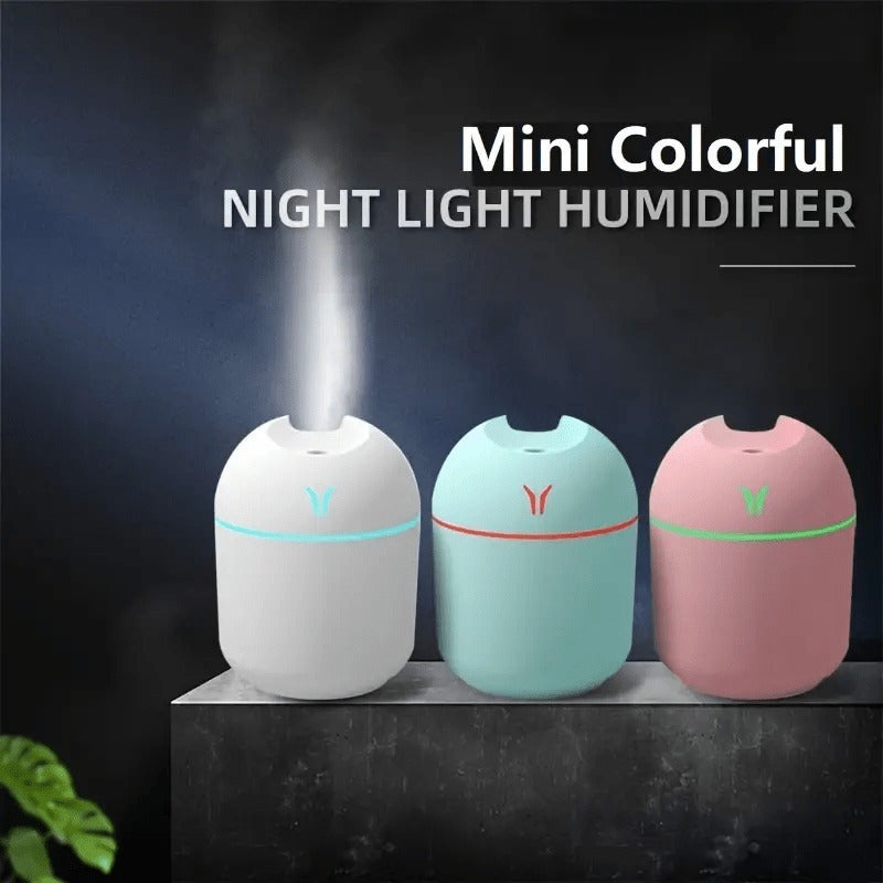 1pc Difusor de Aromas y Humidificador de Aceites Esenciales con Luz Nocturna Colorida y Alimentado por USB - Mejora la Frescura de la Habitación y la Salud de las Plantas, Disponible en Blanco, Verde Menta, Rosa, Diseño Compacto para el Hogar, Oficina o