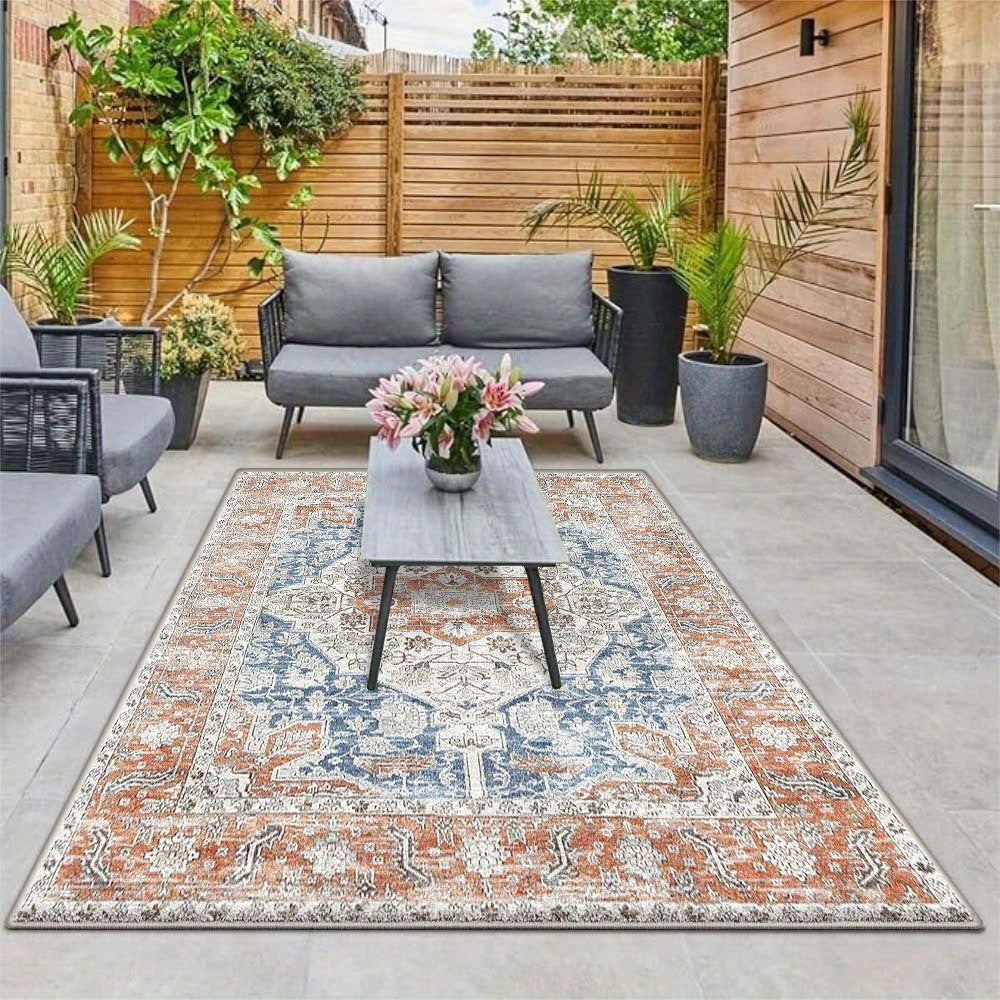 Tapete de crema francesa moderno con patrón geométrico de 851g/m², grueso y antideslizante, ideal para acampar con un toque de elegancia. Tapete de rayas minimalista, lavable en máquina, ligero y de poliéster, adecuado para áreas de comedor interior y ex