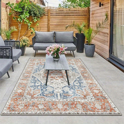 Tapete de crema francesa moderno con patrón geométrico de 851g/m², grueso y antideslizante, ideal para acampar con un toque de elegancia. Tapete de rayas minimalista, lavable en máquina, ligero y de poliéster, adecuado para áreas de comedor interior y ex