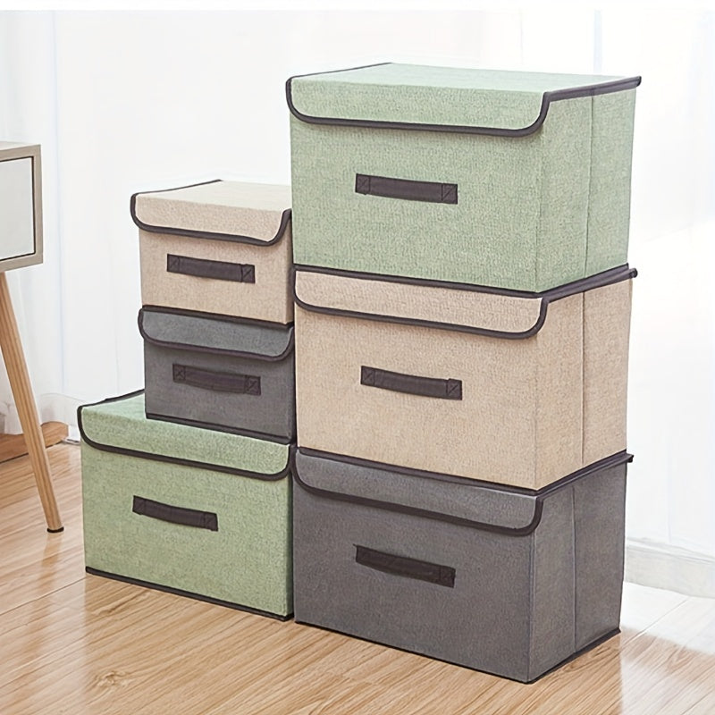 [Cajas de Almacenamiento Plegables Mixtos] Cajas de Almacenamiento Plegables de Tela No Tejida de Colores Mixtos - Organizadores de Bolsos con Tapa Abatible para Ropa Interior y Artículos Diversos - Seguro para Limpieza en Seco