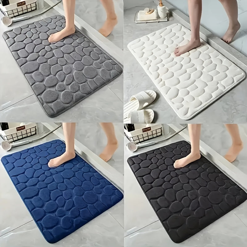 1 pieza de alfombrilla de baño lavable con respaldo de PVC - Pile bajo, alfombrilla de baño rectangular de poliéster, altamente absorbente y de secado rápido, superficie texturizada para un mayor confort, ideal para uso en casa y hoteles, alfombrilla de