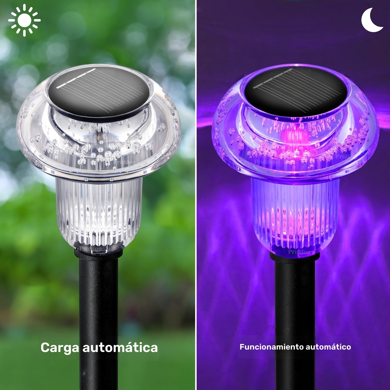 4 unidades Luces de sendero solares - Luces de jardín LED en forma de hongo coloridas, Luces de estaca impermeables para caminos, céspedes, entradas, patios traseros y paisajes, alimentadas por energía solar con batería de níquel, Iluminación exterior |