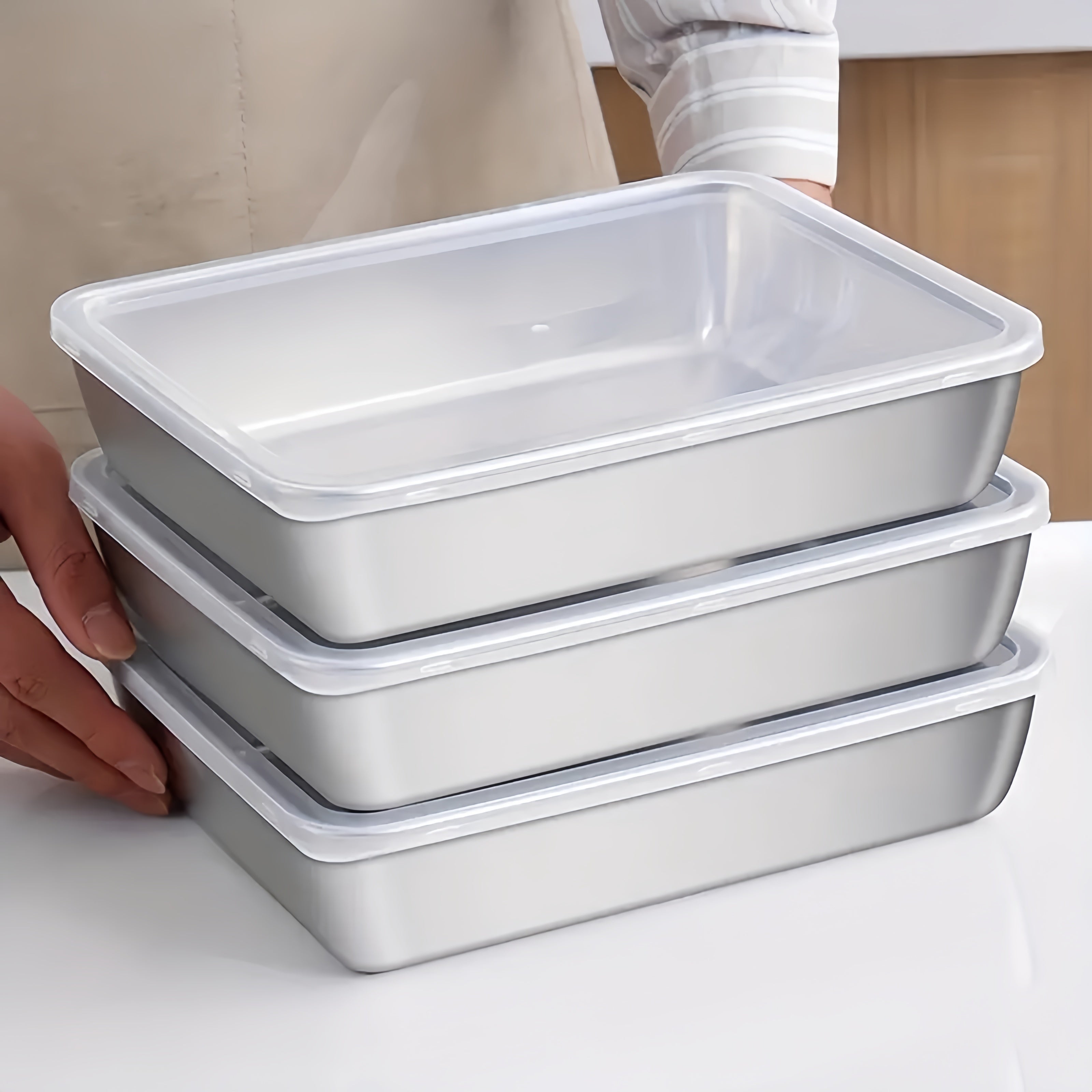 Juego de 4/6 Piezas de Contenedores de Almacenamiento de Alimentos de Acero Inoxidable con Tapas Herméticas - Apilables, Apto para Microondas para Ensaladas, Frutas y Preparación de Comidas - Organizador de Cocina Perfecto