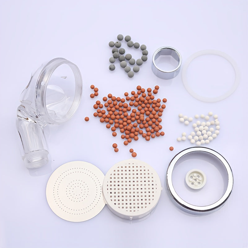 1 rociador de ducha ionizador portátil con perlas, cabezal de ducha con filtro ahorrador de agua, ducha saludable, panel perforado, accesorios para baño, cabezal de ducha para baño
