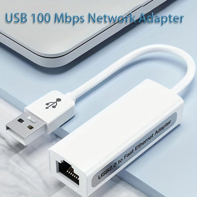 Adaptador Ethernet LAN USB 2.0 portátil con velocidad de 100 Mbit/s, función plug and play y sin necesidad de controladores