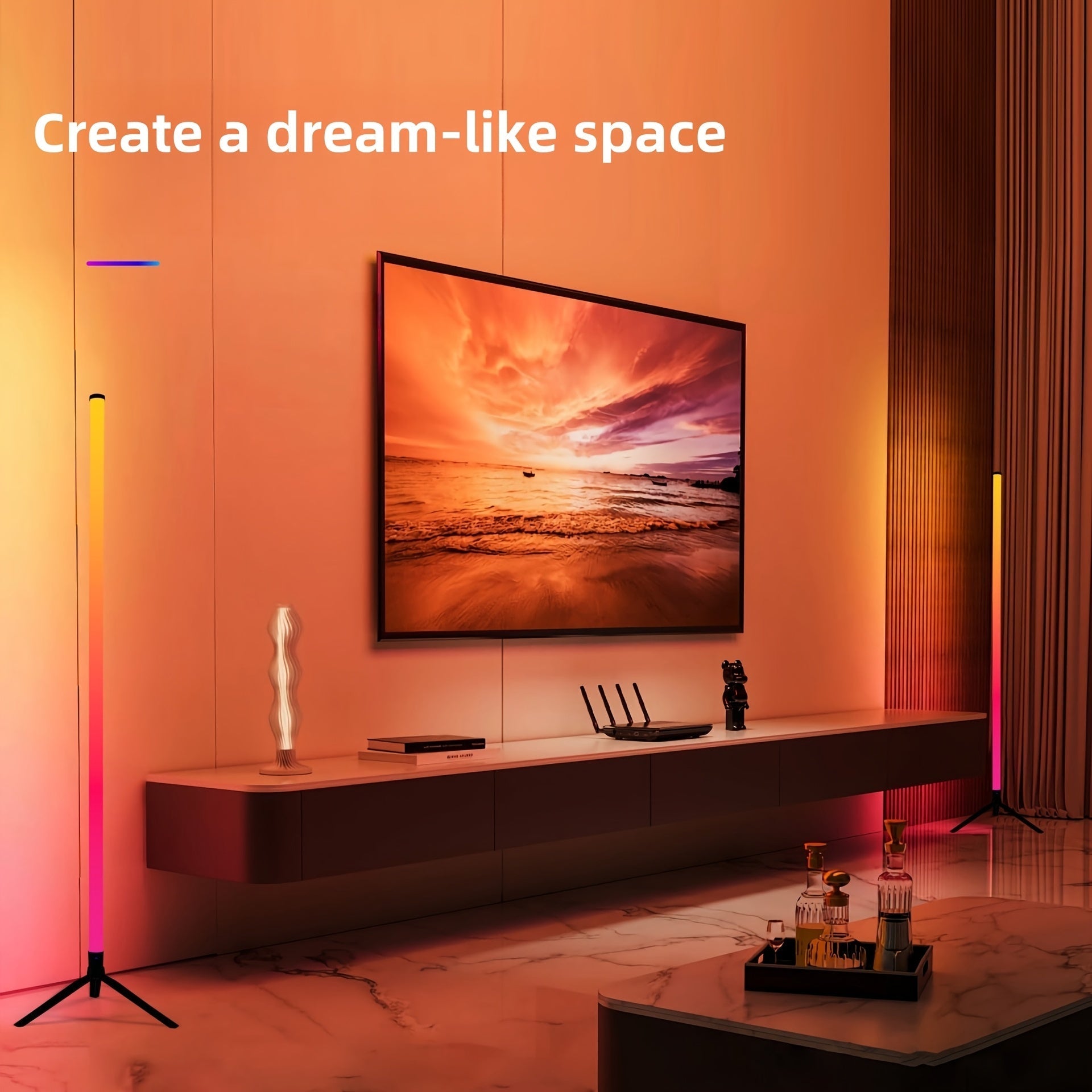 1pc, Lámpara de Piso LED RGB Ajustable Multicolor con Sensor Infrarrojo y Función de Sincronización Musical, Alimentación USB, Ideal para Salas de Juegos, Bailes, Reuniones Familiares, Decoraciones Navideñas, Regalo Perfecto para Amigos, Mejor Opción par
