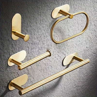 4 piezas Juego de accesorios de baño de acero inoxidable moderno, Anillo de toalla, Barra de toalla, Toallero, Juego de colgantes de baño, Soporte para toallas de mano, Soporte para papel higiénico, Toallero de baño