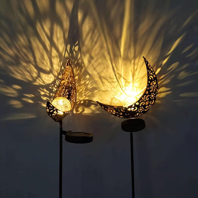 Luces Solares Decorativas para Exteriores de Luna, Adorno Metálico Impermeable y Antigolpes con Vidrio para Césped, Accesorios de Jardín, Lámpara de Iluminación Exterior Luces de Hierba IP65