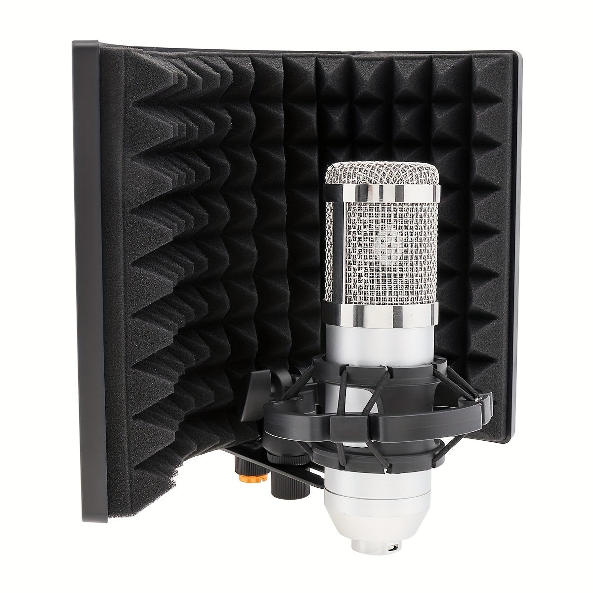 Escudo de Aislamiento de Micrófono Profesional de 3 Paneles con Espuma Absorbente de Alta Densidad - Plegable y Portátil para Podcasting y Grabación en Estudio, Negro