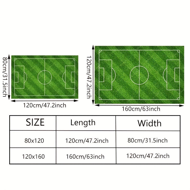 1pc, Alfombra De Área Campo De Fútbol Estadio De Fútbol Línea Pintada De Césped Verde Deporte Juego Alfombra Suave Antideslizante Para Piso Alfombra Para Corredor Interior Y Exterior Alfombras De Yoga Decoración Del Hogar