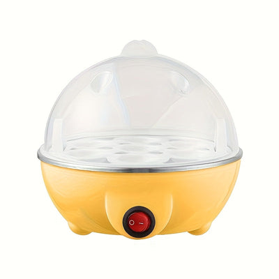 Cocedor de Huevos Eléctrico Compacto VIVIDAY con Tapa Transparente - Mini Maquinilla de Desayuno Portátil, 110V, Material PP, Diseño Amarillo y Blanco, Enchufe Estadounidense, Ideal para la Nutrición en Cocina Doméstica, VIVIDAY