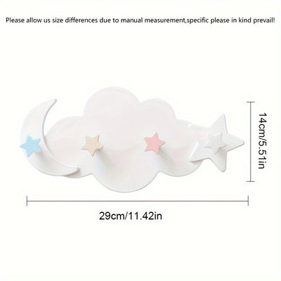 Ganchos adhesivos para pared con diseño de nube y luna, fáciles de instalar y duraderos, ideales para decoración de habitaciones infantiles y fiestas, perfectos para toallas, abrigos, llaves y colgadores