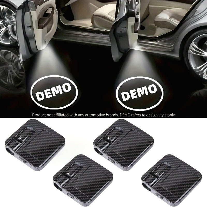 Luces de bienvenida para puertas de coche de cuatro piezas con proyección de logotipo estilizado, proyector universal inspirado en el equipo original para una instalación sencilla - compatible con la mayoría de vehículos OEM
