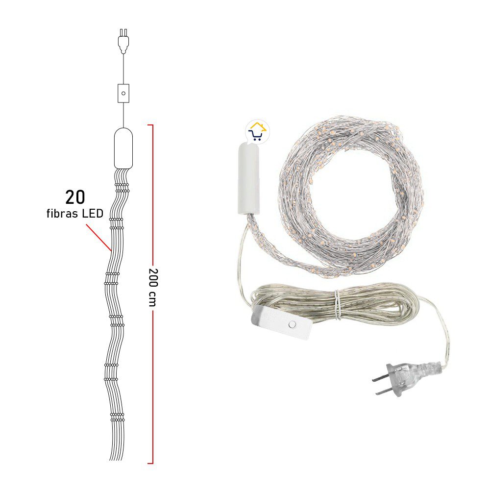 Luz Línea Cascada Micro LED Para Árbol 400 Luces 200 cm Verde Navidad 1584V