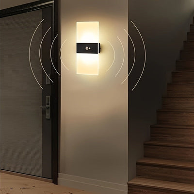 1 Paquete de luces de pared inalámbricas para dormitorio - Luz nocturna recargable con batería magnética, sensor de movimiento, 3 opciones de color, encendido/apagado automático y regulable, acabado mate negro para sala de estar, pasillo, armario, despen