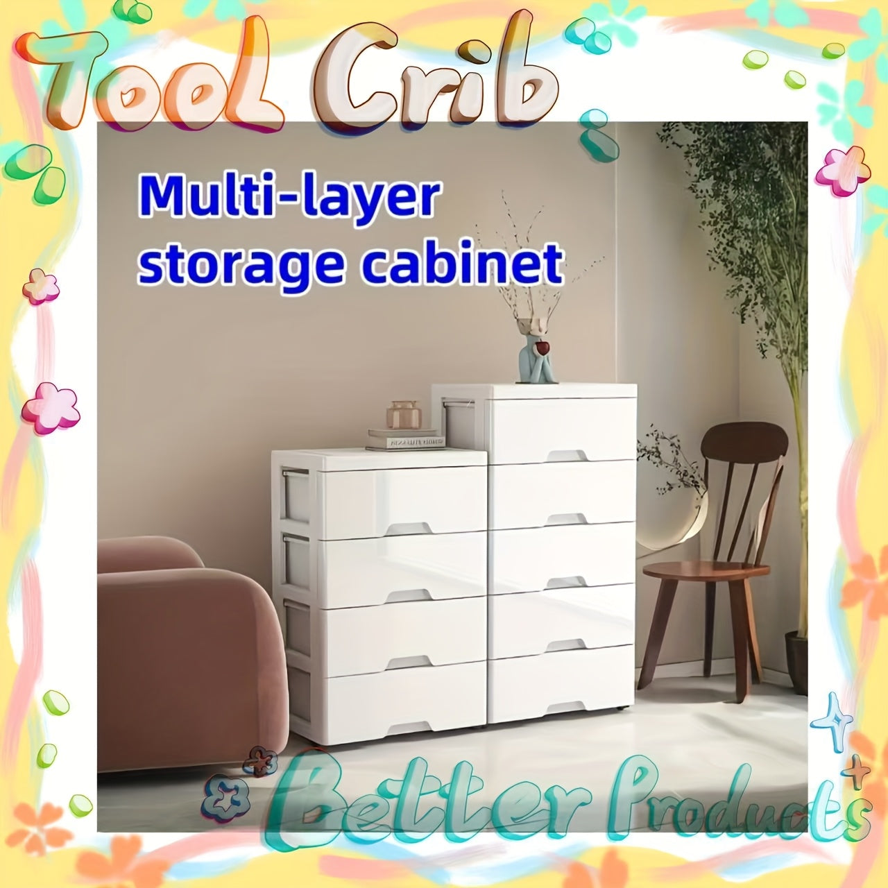 Organizador de cajón de almacenamiento de plástico blanco de 3 capas con diseño de corte - A prueba de polvo, impermeable, apilable - Ideal para dormitorio, oficina, baño, libros - Solución de organización para el hogar, gabinete de almacenamiento de baño