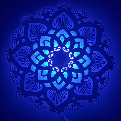 1 pieza de Luz Nocturna Mandala Intrincada - LED Iluminado, Diseño de Loto de Madera Multicapa - Ambiente Sereno para Yoga, Salas de Estar y Dormitorios.