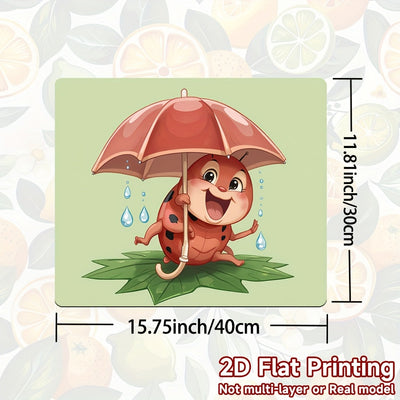 1pc Protector de Encimera Lindo Mariquita Roja con Paraguas - Resistente a Arañazos y Calor, Adecuado para Estufas de Gas/Eléctricas y Secadoras - Alfombrilla Decorativa Fácil de Limpiar, Accesorio Divertido para el Hogar, Superficie Lisa, 2D Plana