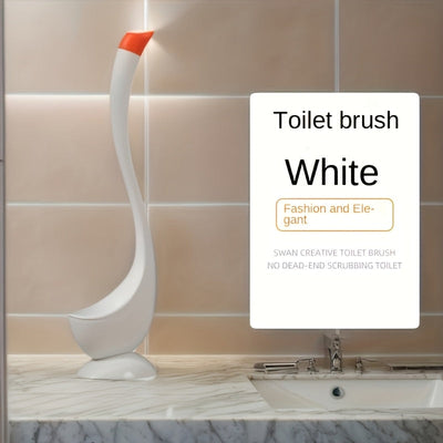 Escobilla para inodoro de cisne de 2 colores, herramienta de limpieza de baño de plástico, limpieza de 360° con cerdas anguladas, cepillo de baño reutilizable para una limpieza eficiente en casa y oficina, conjunto de escobilla y soporte