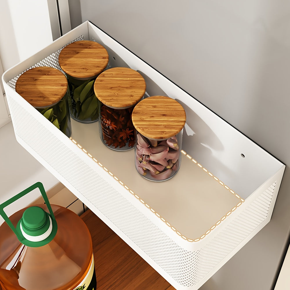 1pc Soporte Magnético de Almacenamiento Lateral para Refrigerador de Cocina, Cesta Colgante para Hueco de Placa
