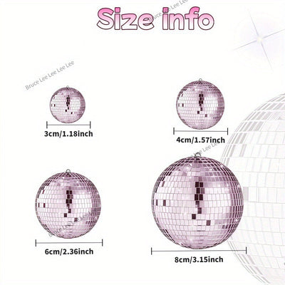 15 piezas de esferas de espejo de disco de vidrio rosa brillante, 8.0/5.99/3.99/3.0 pulgadas, decorativas y colgantes, adecuadas para el hogar, la habitación, Navidad y decoración de vacaciones.