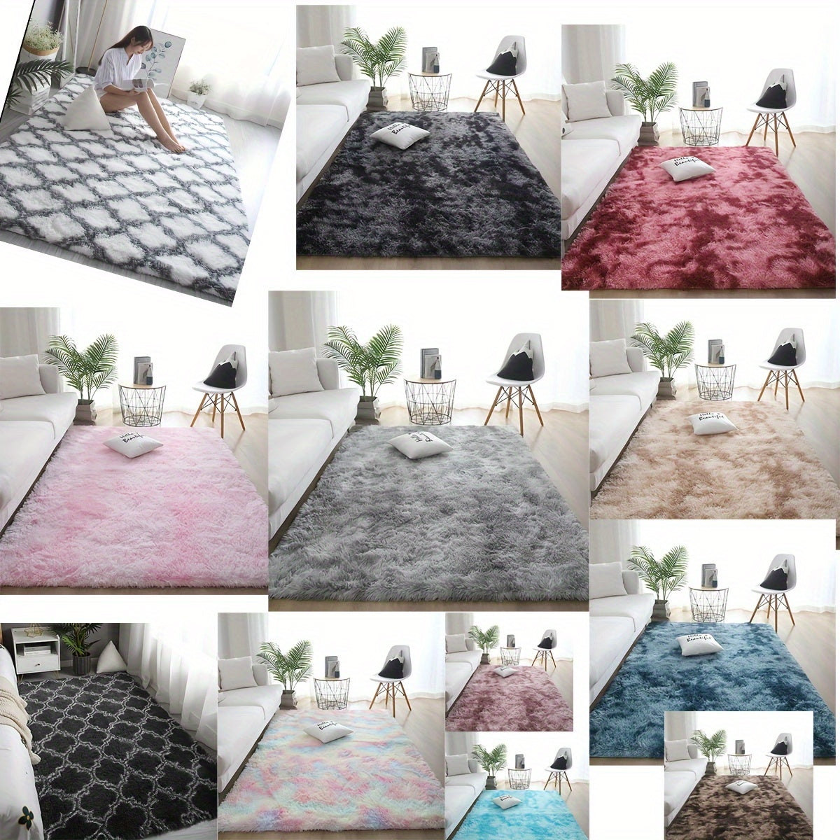 Alfombra rectangular de peluche ultra suave, antideslizante y lavable a máquina, para decoración de dormitorio, sala de estar y sala de juegos