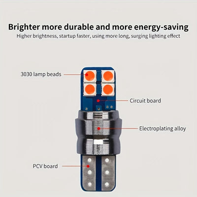 2pcs Luces LED de Coche de Doble Color T10 W5W T15 W16W, Súper Brillantes 3030 8SMD, Libre de Errores Canbus, Disipador de Calor de Aluminio, 12V-28V, Sin Polaridad, Instalación Plug & Play