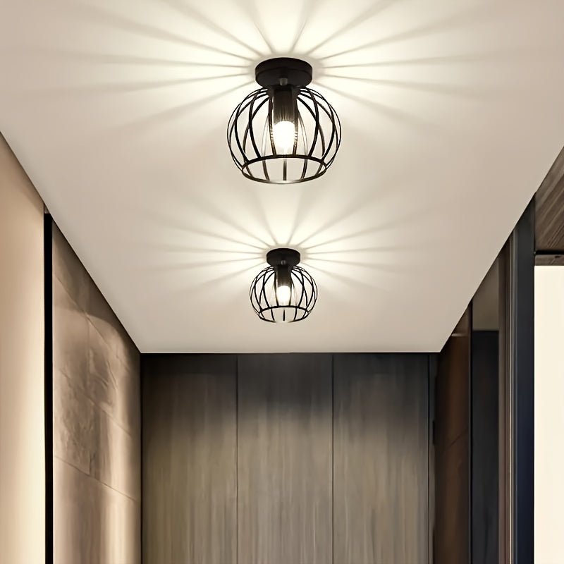 1pc, Lámpara Colgante Rústica con Base E27, Luz de Techo para Pasillo, Comedor o Dormitorio, Diseño Retro Industrial, Lámpara de Techo Tipo Granja para Isla de Cocina, Montaje Directo (Sin Bombilla)